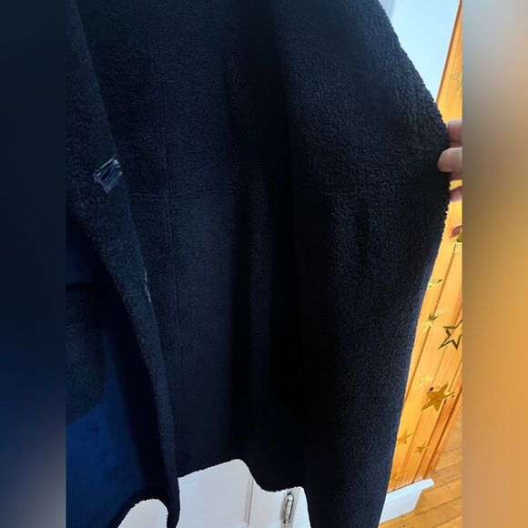 Zara Blue Faux Suede Shearling OVERCOAT Jacket Teddy Coat Long Size XS - Picture 7 of 12